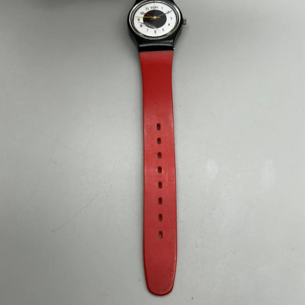 Vintage Swatch Chrono Tech Womens Watch 25mm White Black Dial Swiss New Battery